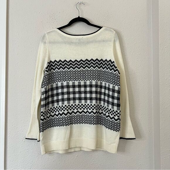 Talbots Wool Blend Geometric Print Crew Neck Sweater Size 1XP - Picture 6 of 7